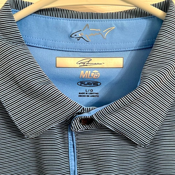 Men’s Polo, Greg Norman, Size Large, Blue Stripes - Picture 2 of 4